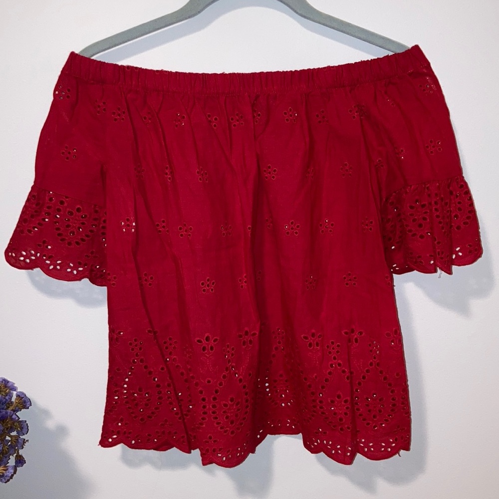 Red off the shoulder top